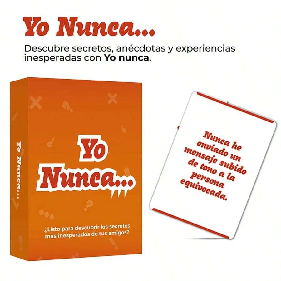 55pcs <Yo Nunca> Cards, Spanish Language Adult Party Conversation Card Game,Truth Or Dare Style Fun Icebreaker Game,For Friend Gathering,Adult Game Night,Holiday Party,Weekend Meetup & Indoor Group Social Interaction Activities - Multicolor - View 1