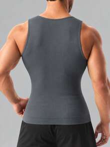 Men's Compression Vest, Chest Binder, Tummy Control, Sleeveless, Breathable, Fitness Sports - Grey - View 5