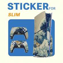 1 Set Printed Pattern Skin Sticker For Slim Game Console, Waterproof Scratch-Resistant Controller Personalized Decorative Protective Film - View 1