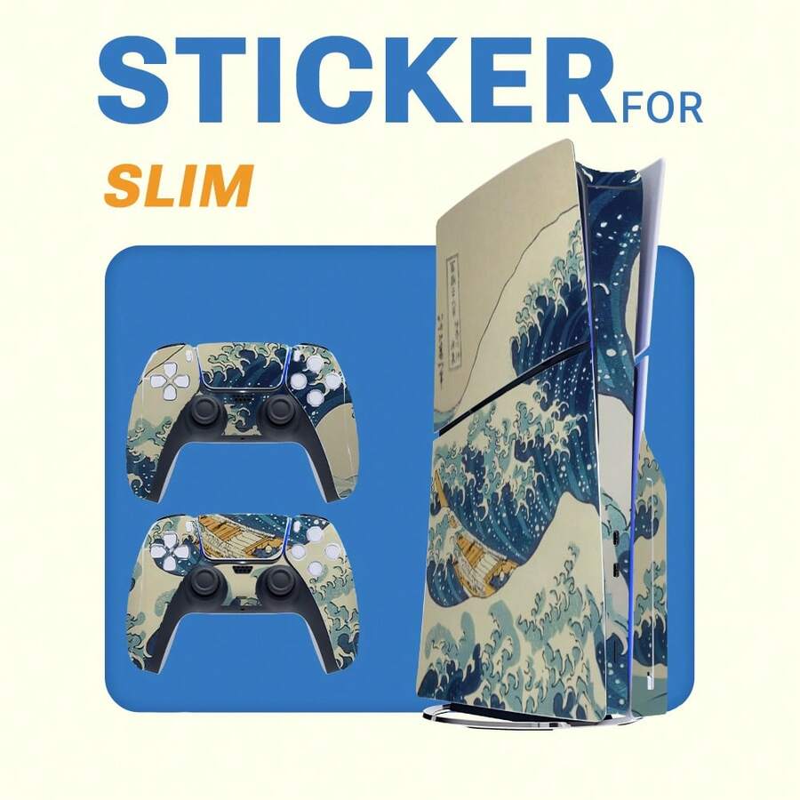 1 Set Printed Pattern Skin Sticker For Slim Game Console, Waterproof Scratch-Resistant Controller Personalized Decorative Protective Film - View 1