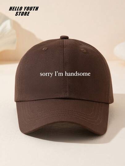 1pc "Sorry I'm Handsome" Printed Baseball Cap, Lightweight Comfortable Multi-Functional Baseball Hat, Washed Vintage Hat, Suitable For Daily Outings And Life Use, Daily Outfit Hat Decoration, Gift For Friends