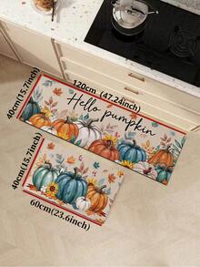1/2pcs Thanksgiving Pumpkin Pattern, Vintage Diatomaceous Earth Mat, Super Absorbent, Non-Slip, Perfect For Bathroom, Kitchen And Dining Room, Quick Drying, Perfect Gift For Home Decor And Bathroom Mat, Thanksgiving Holiday Gift! - Multicolor - View 15