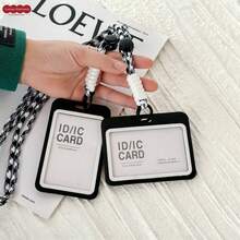 Ins Style Transparent Hard Shell 3-Inch Card Holder With Adjustable Halter For ID, Meal Card, Campus Card, Badge, Access Card, Student Bus Card, Suitable For Middle School, High School Students, Office Workers, Fan Enthusiasts, Card Storage, Photo Dust-Proof, Portable, Birthday Gift, Holiday Gift, Collectible Storage, Commute, Campus Use, Desk Organization, Creative Collection, DIY Decoration - A - View 4