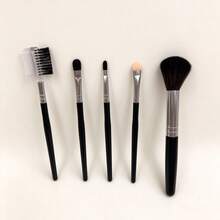 5‑Piece Versatile Makeup Brush Kit Portable Face Eye Cosmetic Tools For Daily Beginner Makeup - Black - View 7