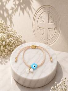 1PC Bohemian Evil Eye Bracelet, Copper Bead Bracelet, Adjustable Bracelet With Tassel, Lucky Protection Gift, Friendship Jewelry - Multicolor - View 2