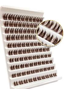 Asiteo 100 Pcs Espresso Lashes Brown D Curl Cluster Lashes Spikes Eyelash False Eyelashes Natural Look,Fluffy & Soft, Easy To Apply, Reusable, Comfortable Suitable For Beginners Travel Essentials - D - View 6