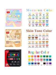 GuangNa 12/24 Color Skin Tone Macaron Color Scheme Direct-Liquid Acrylic Soft-Tip Marker Pens, Student Drawing Painting Marker Pens - Multicolor - View 25