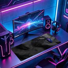 Topographic Mouse Pad Black Contour Texture Desk Mat Extended XL MousePad Office Desk Accessories Multicolor Non-Slip Stitched Edge Computer Mat For Desk 35.4x15.7 Inches Rubber Base Laptop Keyboard Pad For Home Office & Gamers - View 4