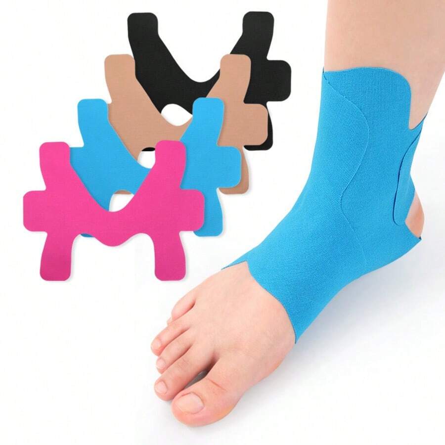 10pcs Ankle Support | Adjustable Stabilizing Strap, Elastic Pre-Cut Strap, Breathable Design, Suitable For Sports And Fitness - Blue, Black, Light Beige, Pink Available | Made Of Polyester, Non-Surgical Post-Period And Ligament Stabilization - One Size Fits All - View 1