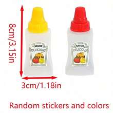 12/8/4pcs Mini Bear Squeeze Sauce Bottles, Portable Condiment Containers For Ketchup, Honey, Salad Dressing And Chocolate Sauce, Bento Box Accessories, Suitable For Camping, Party, College Dorm And Back To School - Multicolor - View 9