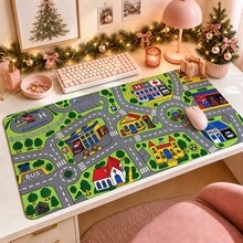 1pc Kids City Road Map Desk Mat, Colorful Town Traffic Play Mat Print Large Table Mat, Non Slip Desktop Protector For Study Room - View 2