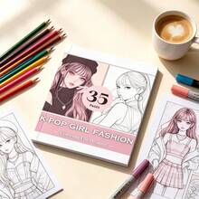 Christmas New K-POP Girl Style Coloring Book, Adult Stress Relief Coloring Book, Fashion Coloring Book - Multicolor - View 9