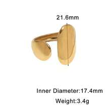 1pc Asymmetrical Geometric Stainless Steel Open Ring, Fashionable Personalized Ring - Gold - View 3