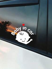 1 Pieza De Adhesivo Para Coche Reflectante De Dibujos Animados De Bebé A Bordo - Rojo - Ver 3
