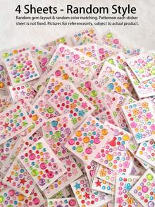 1/4/8/12/24pcs Self-Adhesive Shiny Acrylic Rhinestone Stickers, Heart Gem Decorative Stickers, Music Festival, Concert Look, Valentine's Day Sparkling Face Gems, Easy To Apply DIY Handmade Creative Decoration (Random Style) - Multicolor - View 9