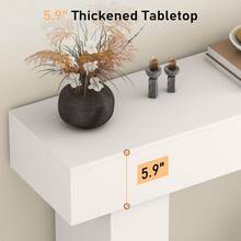 Mesa consola rectangular de 63 pulgadas de madera, mesa de entrada blanca clásica, mesa lateral para pasillo, foyer y sala de estar, estructura estable y montaje sencillo - 1 - Ver 3