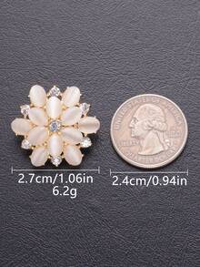 4PCS Pearl Rhinestone Flower Buttons, High-End Coat Trench Coat Decorative Buttons, Wedding Dress Evening Gown Hand-Sewn Metal Buttons, DIY Accessories - Multicolor - View 13
