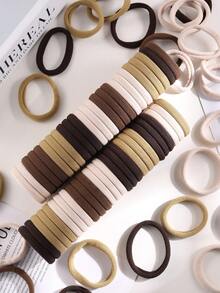 200/100/50/20Pcs Earth Tone Neutral Seamless Nylon Hair Ties Large Ca - Coffee - View 2
