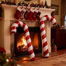 2 Packs Super Large 115Cm/45-Inch Red And White Striped Candy Cane Balloons - Suitable For Christmas Party Decorations, Christmas Tree, Wedding, Birthday Party Decor, Indoor And Outdoor Use, Photo Props, Holiday Ornaments, Festive Activity Additions - Candy - View 4