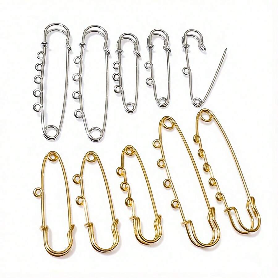 2pcs Stanless Steel Safety Pins Brooch Blank Base 50/70mm With 1/2/3/4/5 Rings Safety Pins Craft Jewelry Making Findings - Brooch Base - View 1
