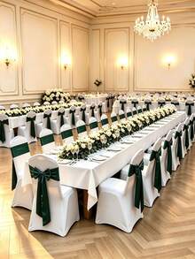 14 Colors Satin Chair Sashes 15x260cm Elegant Bow Chair Ribbons, Suitable For Wedding Banquet Party Event Reception Hotel Chair Cover Decoration - Dark Green - View 4