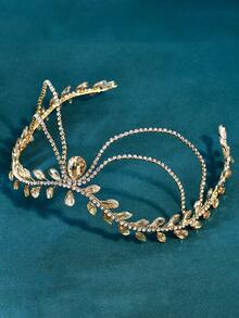 1pc Elegant Handmade Wedding Bridal Rhinestone Forehead Hair Accessory Head Chain Headband For Prom Party - Champagne - View 3