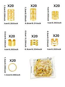 40 piezas Vintage Clips de metal hueco para el cabello, Anillos para el cabello, Accesorios para el cabello para trenzas, Clips, Estudiantes, Verano, Accesorios para la cabeza, Horquillas, Estilo bohemio - Dorado - Ver 11