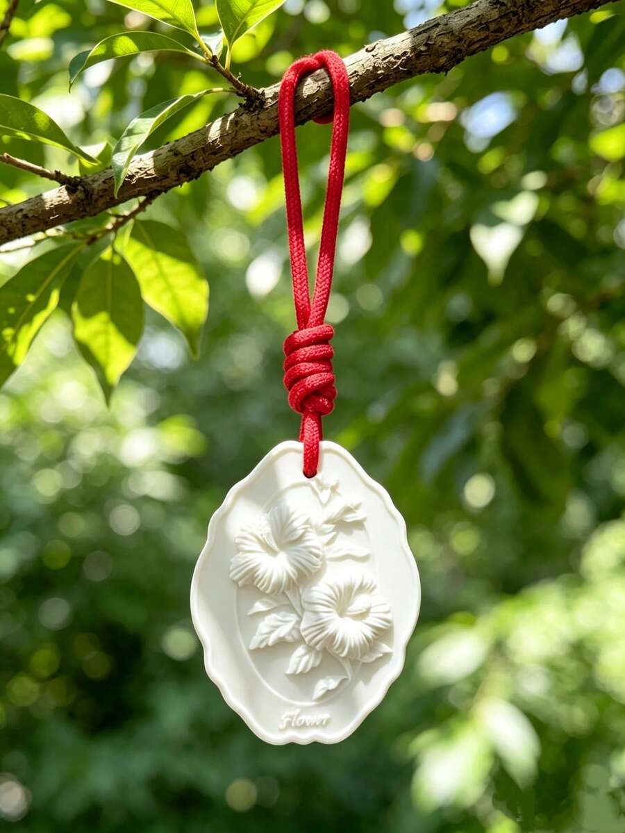 A High-Value Embossed Floral Fragrance Pendant With Red String Aroma Diffuser Slice, Suitable For Multi-Scene Decorations For Cars, Wardrobes, Home And Gifting - Multiple Styles - View 1