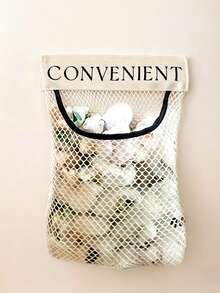 Mesh Storage Bag And Adhesive Hooks) Kitchen Hanging Mesh Storage Bag, Multi Functional Storage Bag,Reusable Over-The-Door Mesh Bag, Breathable And Easy-To-Access Design, Suitable For Storing Kitchen Utensils, Groceries, And Plastic Bags - Multicolor - View 2