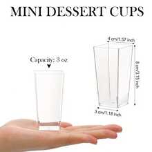 Square Transparent Dessert Cup With Matching Small Spoon, Thick Hard Plastic, Suitable For Ice Cream, Pudding, Fruit Salad, Mousse, Party Gathering, Birthday Banquet, Highly Attractive Transparent Cup, Great For Plating And Photography, Suitable For Dessert Shops And Home Use - Clear - View 10
