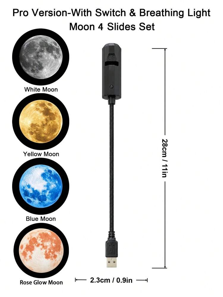 1pc USB Galaxy Planet Projector Light, 10 Patterns Starry Sky Planetarium Night Light With Breathing Light Effect, Flexible Gooseneck LED Moon & Star Projection Lamp For Bedroom Ceiling Room Decor Holiday Gift - Black - View 18