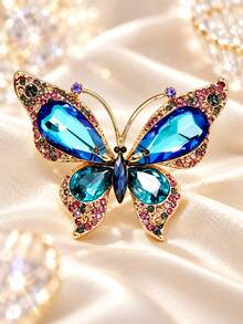 1pc Large Shiny Pink Butterfly Brooch, Elegant Floral Jewelry For Women, Fashionable Brooch Suitable For Daily Wear, Weddings, Cocktail Parties And Banquet Events - Multicolor - View 5