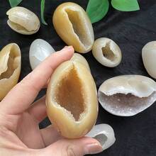 Agate Crystal Cave Egg High-Quality Ornament/Crystal Raw Stone Polished Home Desktop Decoration/Treasure Pot Crystal Random - Multicolor - View 5