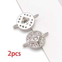 2pcs Metal Round Cubic Zirconia Connector Links 18K Gold Plated Two Loops Rhinestone Charm For DIY Bracelet Necklace Handmade Jewelry Accessories - Multicolor - View 12