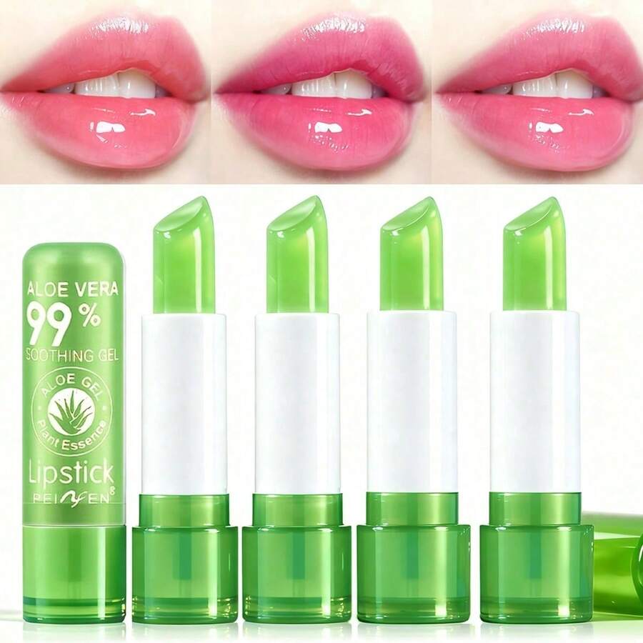 OBOVAY 4-Piece Lipstick Set - Temperature-Changing Aloe Vera Lipstick - Long-Lasting Moisturizing Lips - Long-Lasting Waterproof And Colorfast - The Perfect Gift - Aloe Vera - View 1