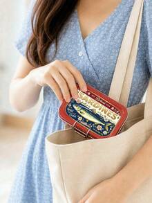 Vintage Sardine Flip One-Sided Mini Buckle Small Iron Box, Jewelry Storage Box Travel Small Jewelry Storage,Birthday Gift For Back To School Season - Multicolor - View 2