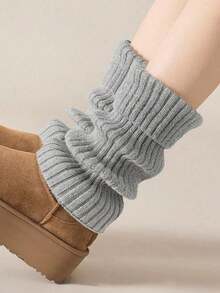 1/3 Pairs Girls' Slouch Mid-Calf Leg Warmers, Ruched Ribbed Sock Covers, Soft Thick Warm, Elastic Loose Fit Without Tightening Calves, Versatile With Snow Boots, Sweet Preppy Style, Suitable For Back To School, Home, Outings, Autumn/Winter Accessory For Little Girls, Perfect As Holiday Birthday Gift - Multicolor - View 14