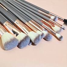 20pcs Makeup Tool Set, 14pcs Professional Face Makeup Brush Set With 6pcs Beauty Sponges And Triangular Powder Puff, Soft Synthetic Bristles For Foundation, Blush, Loose Powder And Eyeshadow, Complete Daily Makeup Face Cosmetic Makeup Tools - Brown - View 2