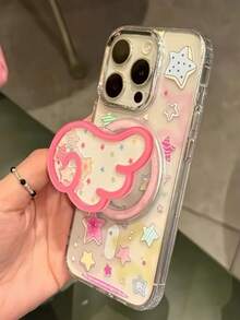 Star Wing Rocking Magnetic Phone Stand Compatible With MagSafe, Strong Adsorption Desktop Slouchy Bracket - Pink - View 3