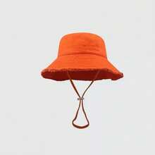 1pc Men's Wide Brim Bucket Hat, Adjustable Chin Strap Design, Sun Protection And Windproof, Stylish, Suitable For Travel, Beach, Daily Casual Wear - A - View 5