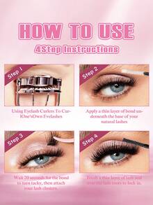 MENGJIESHANGPIN 120pcs Natural Realistic Fake Eyelashes Segmented Curly Voluminous Cat Eye Cartoon Messy Long Lasting 10-18mm QU02 - View 7
