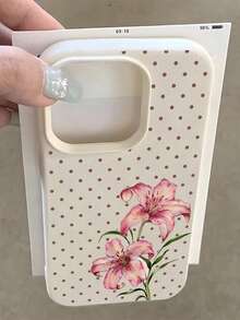 1件黑色波點UV印花圖案荔枝紋理手機殼，適用於Apple 18/18Pro/18Promax、17/17Pro/17Promax、16/16Plus/16Pro/16Promax、15/15Plus/15Pro/15Promax、14/14Plus/14Pro/14Promax、13/13Pro/13Promax、12/12Pro/12Promax、11/11Pro Max，防塵，高價值，熱門 - 彩色 - 查看 2