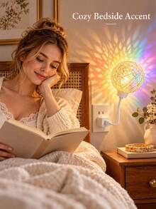 Woven Fiber USB Powered Voice Control RGB Dimmable Timer Flexible Warm Color Multi-Color Spherical Night Light, Christmas Halloween Bedroom Desk Home Decor Atmosphere Light - A - View 6