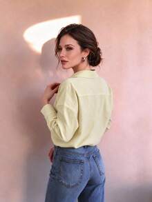 Women's Casual Long Sleeve Vertical Striped Single-Breasted Shirt For Daily Wear In Spring And Autumn - Yellow - View 8