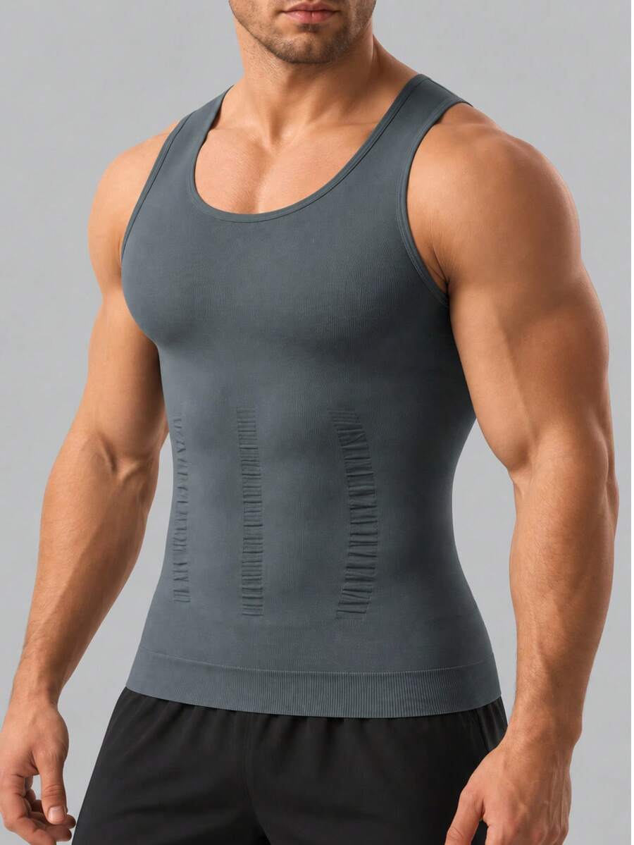 Men's Compression Vest, Chest Binder, Tummy Control, Sleeveless, Breathable, Fitness Sports