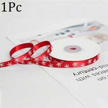 5 Rolls/1 Roll Christmas Satin Ribbon Red Green Snowflake Reindeer Print Gift Wrapping Roll Christmas Gift Bow DIY Holiday Party Decoration - Multicolor - View 18