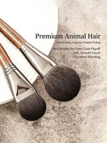 Princess Rose 14pcs Animal Hair Makeup Brush Set Professional Eyeshadow Brushes Makeup Artist Recommended Fluffy Face Brushes Full Set Portable - Brown - View 2