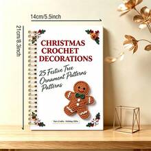 1pc Christmas Crochet Decorations Notebook, 25 Festive Tree Ornament Patterns Notebook, Yarn Craft Holiday Gift Crochet Pattern Notebook For Beginners, DIY Christmas Handmade Ornament Guide Notebook - Multicolor - View 2