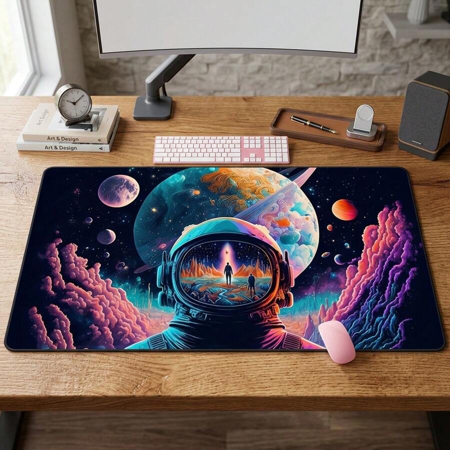 Alas Mouse Gaming Besar Cosmic Astronaut - Alas Karet Anti Selip, Tepi Jahit, Alas Meja Persegi Panjang Cocok Untuk Rumah Dan Kantor - Desain Ruang Kreatif, Cocok Untuk Menulis, Mengetik, Dan Isolasi - View 1