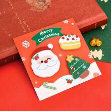 4pcs/8pcs Christmas Shaped Sticky Notes, Cartoon Santa Claus Reindeer Rabbit Doll Student Planner Memo Paper, Holiday Small Prizes - Multicolor - View 4